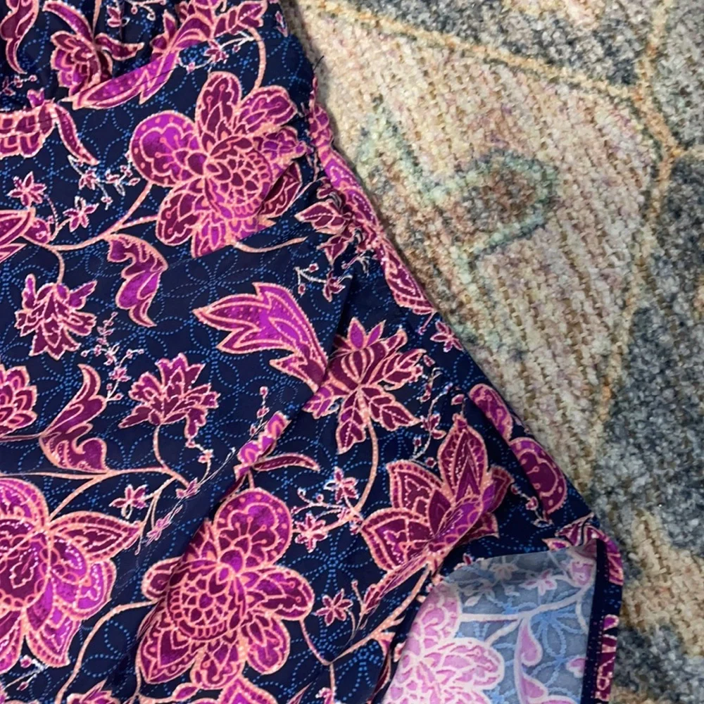 Merona Lotus Flower Floral Halter Swimsuit‎ with side Rouching